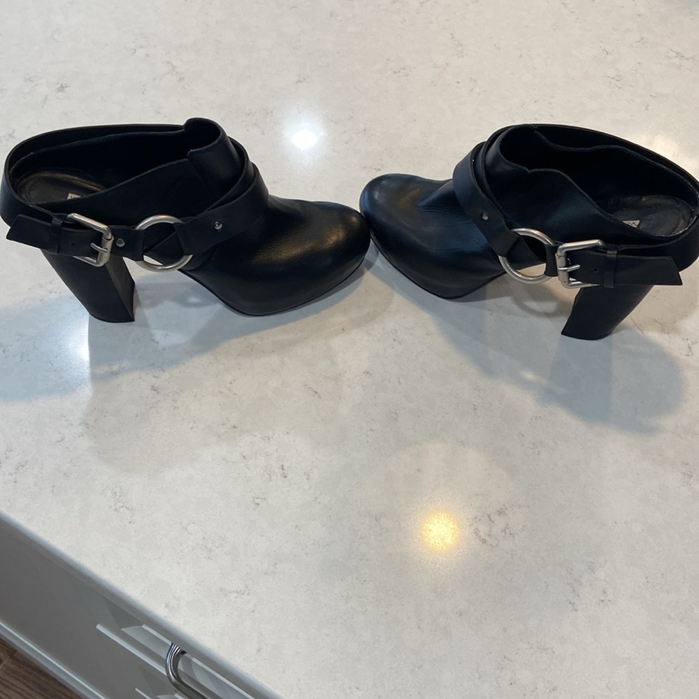 Black Women's Ankle Heels with Buckle Detail